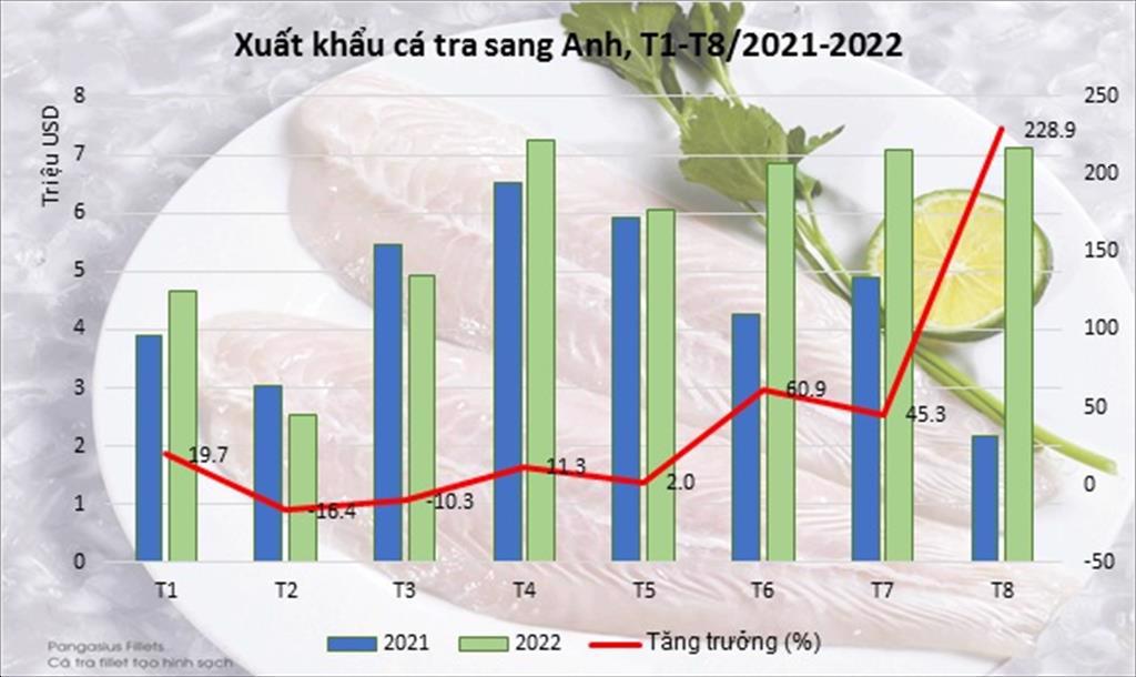 Xuất khẩu cá tra sang Anh tháng 82022 tăng gấp 3 lần cùng kỳ